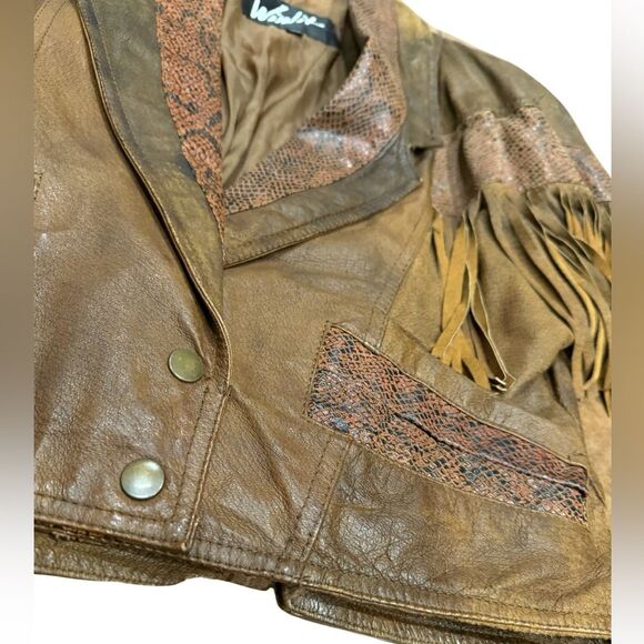 🤠 Vintage Winlit Brown Genuine Leather Western Fringe Jacket | Size M 🤎 - Picture 6 of 13